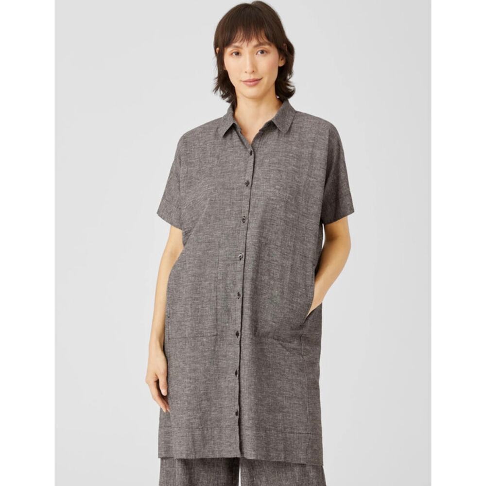 Eileen Fisher Classic Collar Organic Linen Hemp Shirtdress XS